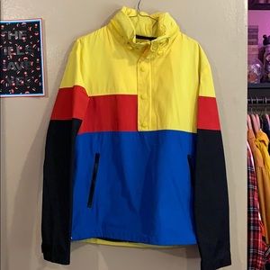 Red yellow blue black windbreaker